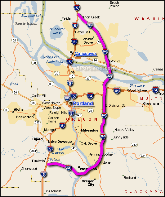 i-205 Portland Map
