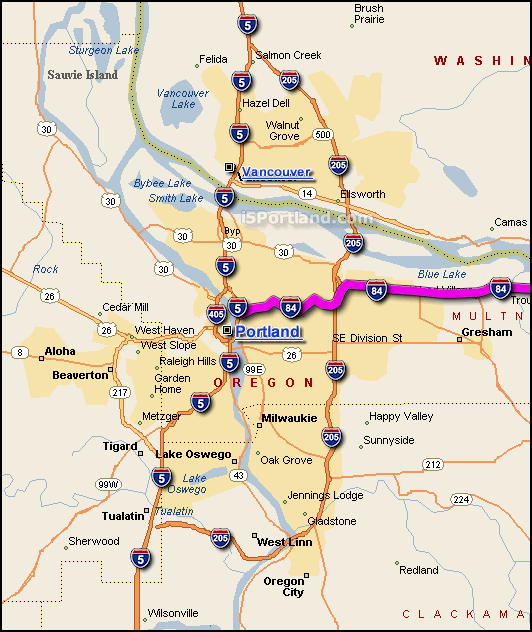 i-84 Portland Map